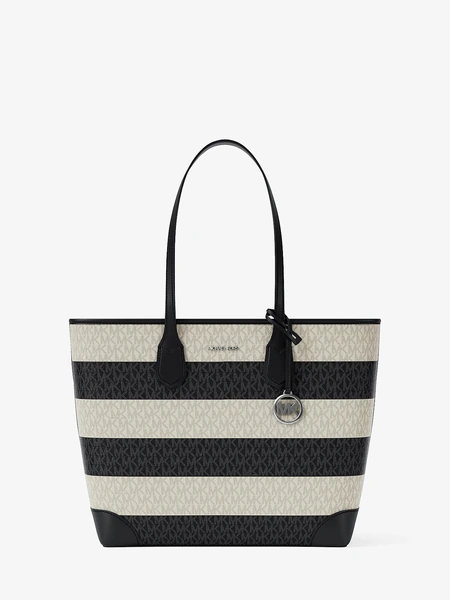 Сумка-тоут Michael Kors Eva Large в фирменную полоску — черный
