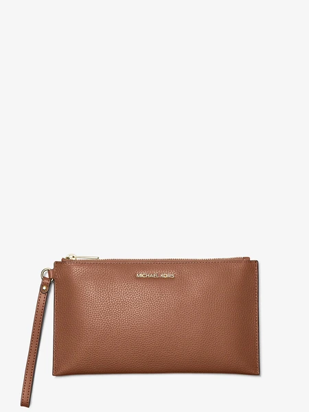 Michael Kors Jet Set Travel — большой клатч из зернёной кожи — коричневый