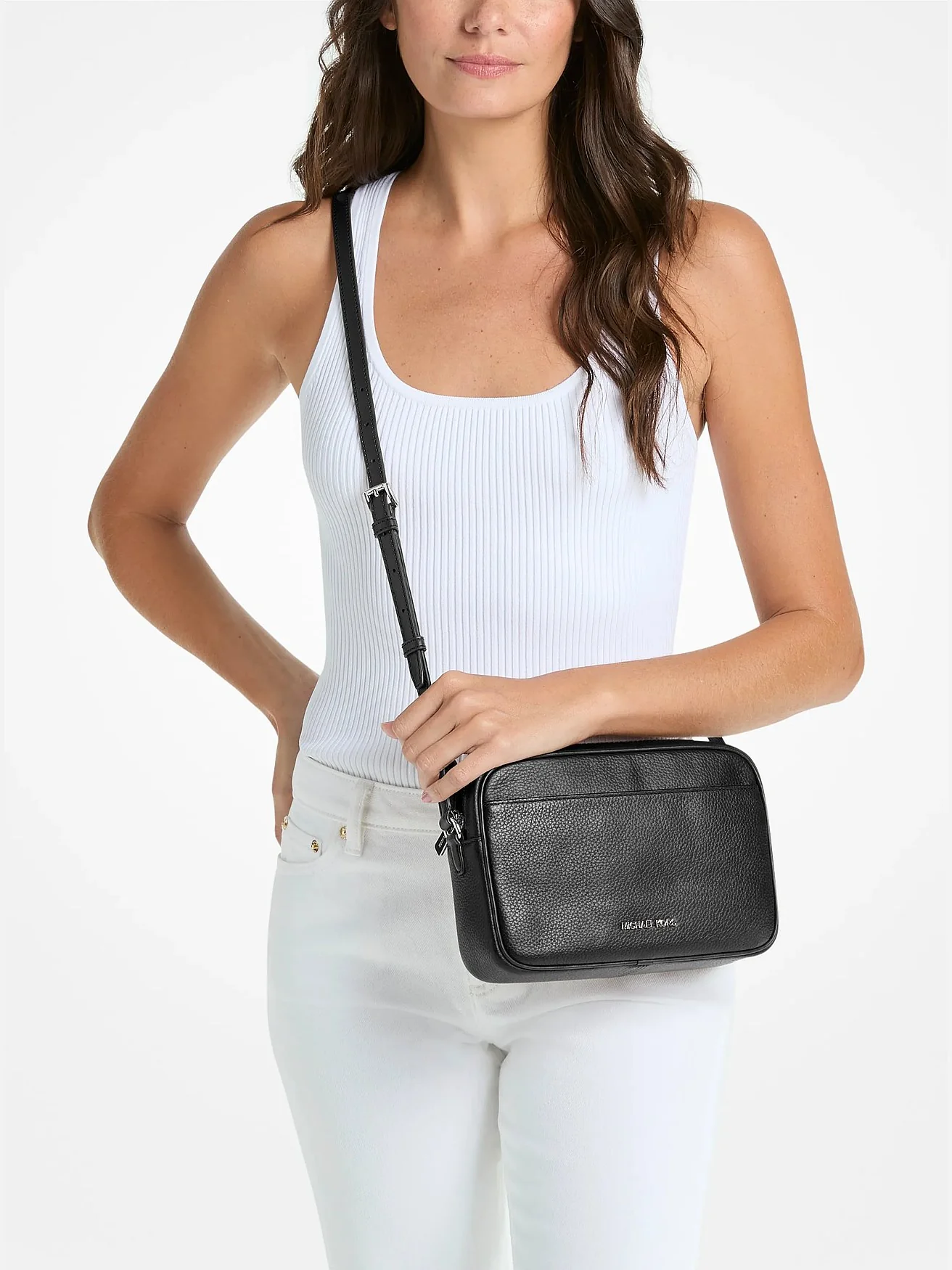 Michael Kors Jet Set — большая сумка кросс-боди из зернёной кожи — 4