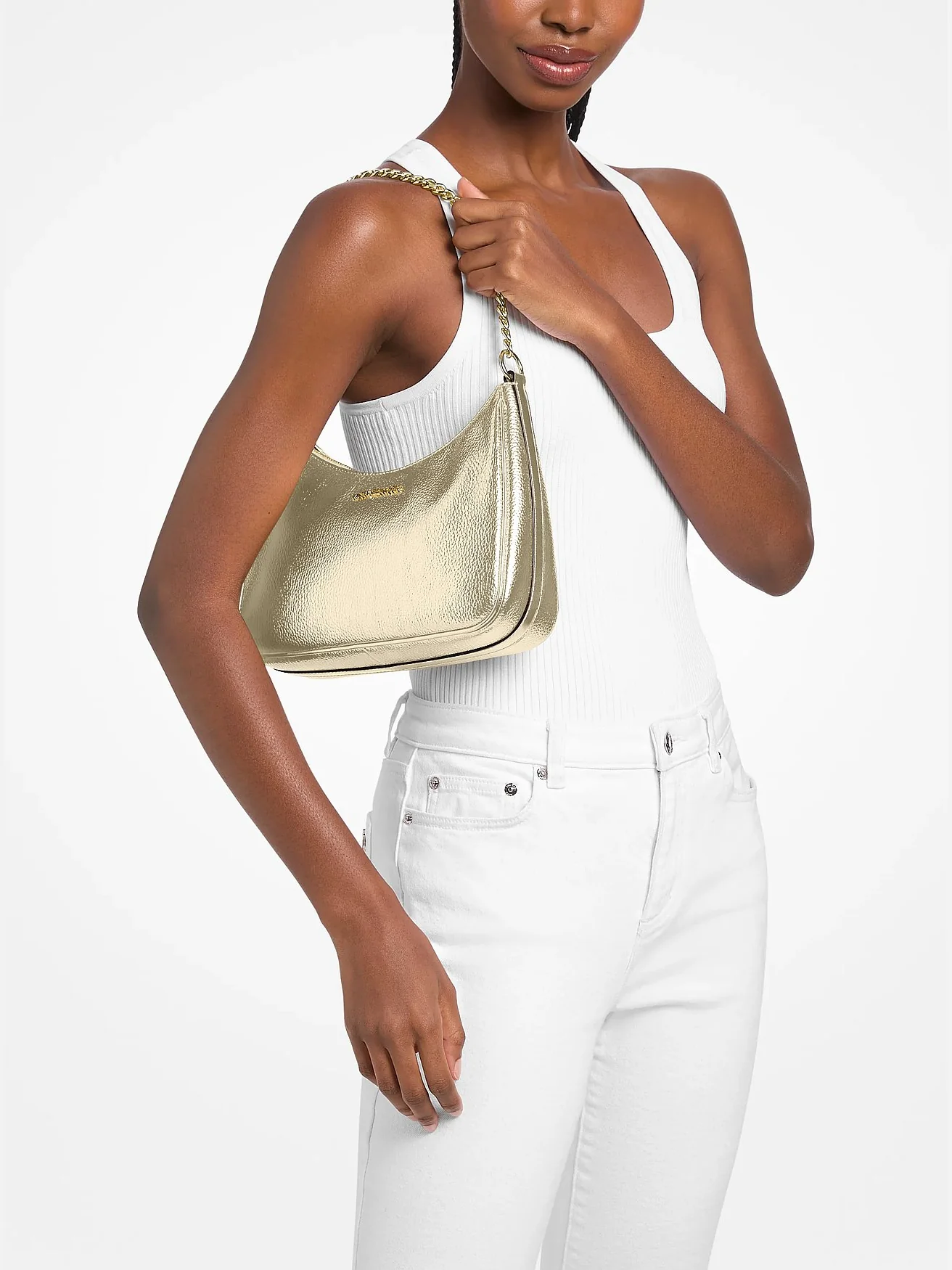 Сумка-кроссбоди Michael Kors Jet Set Travel золотистая металлик — 3
