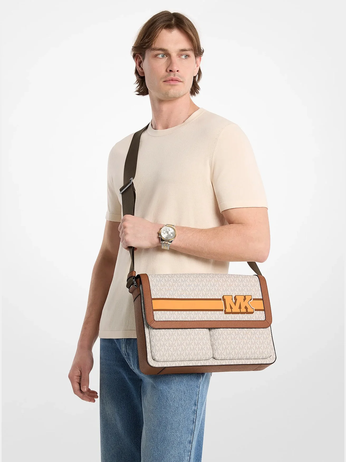 Сумка-мессенджер Michael Kors Pacey с декоративной отделкой и логотипом — 3