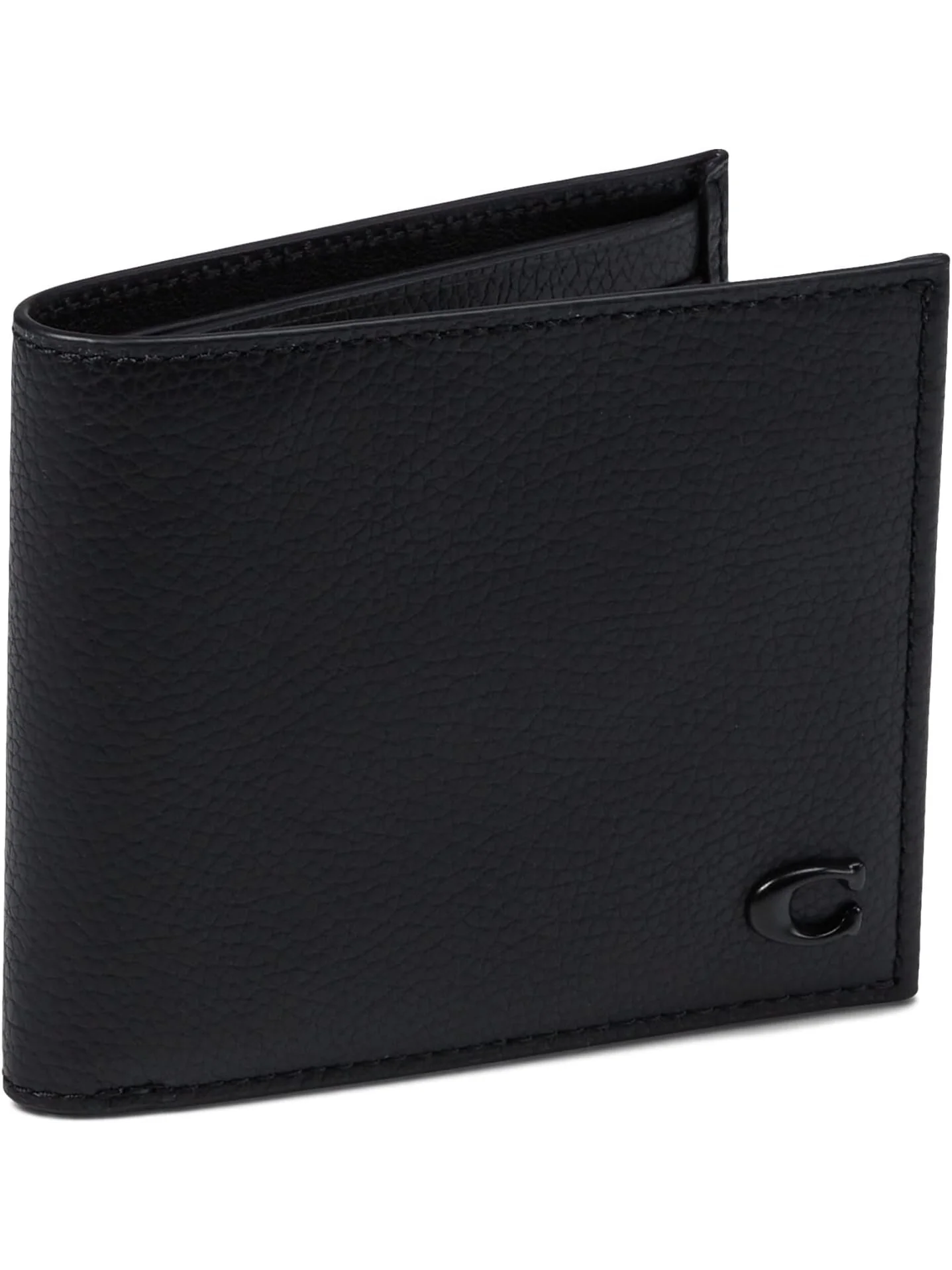 Кошелек Refined Double Bill in Pebble Leather w/ Sculpted C Hardware Branding COACH — 1