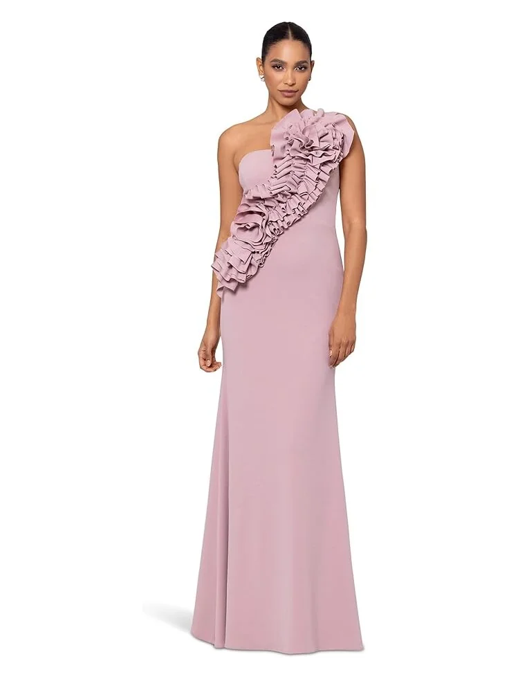 Платье Betsy & Adam Long Scuba Crepe 3D Flower — 1