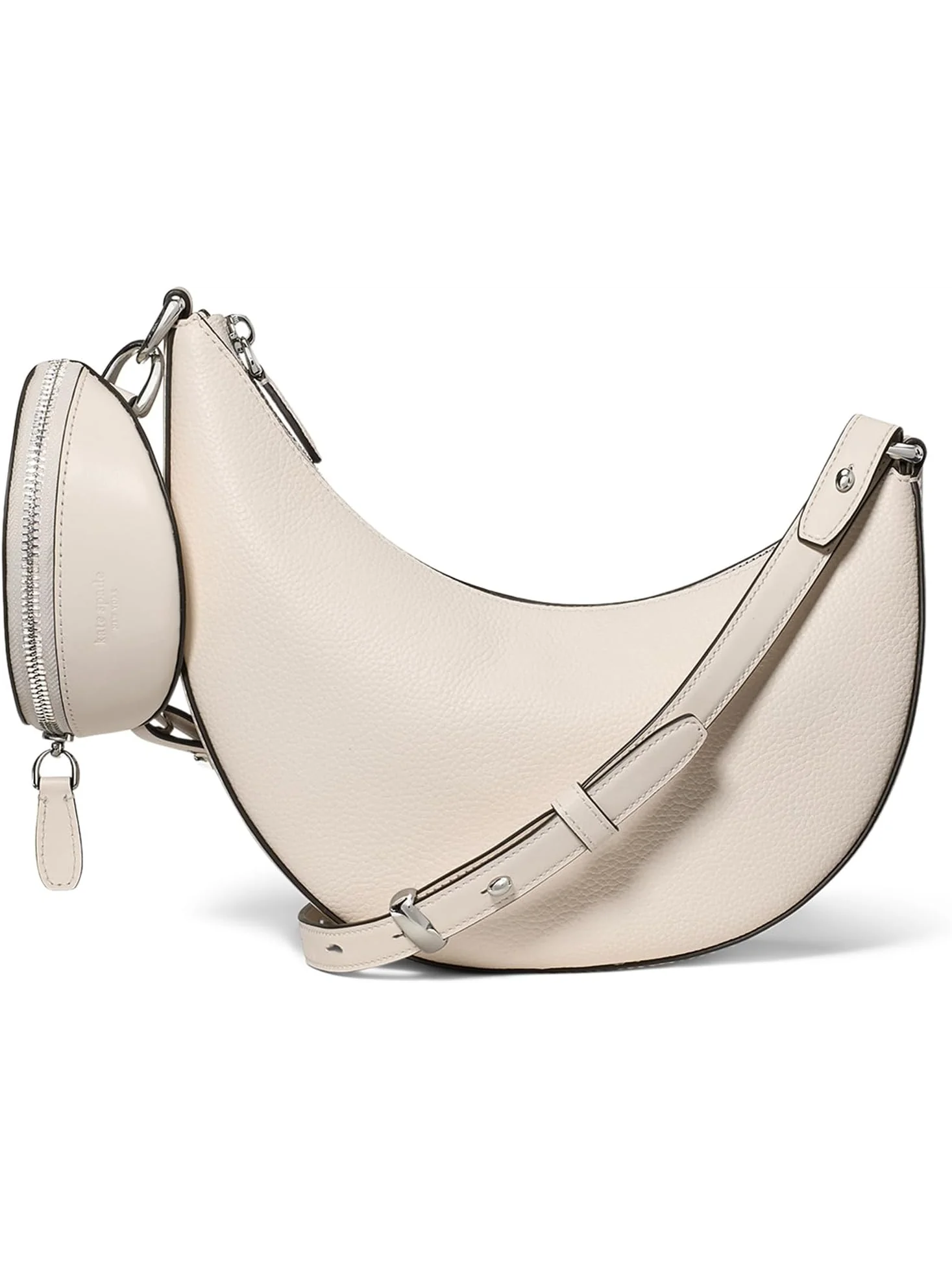 Сумка кросс-боди Kate Spade New York Duo Pebbled Leather Crossbody Bag With Embellished Strap — изображение 1 из 5, бежевый