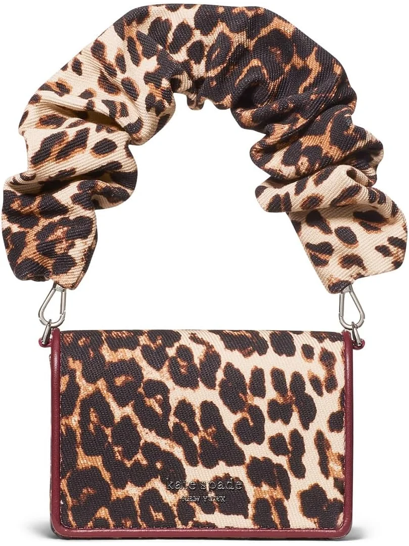 Сумка кросс-боди Kate Spade New York Natasha Downtown Leopard Fabric Card Case Crossbody With Scrunch Strap, мульти