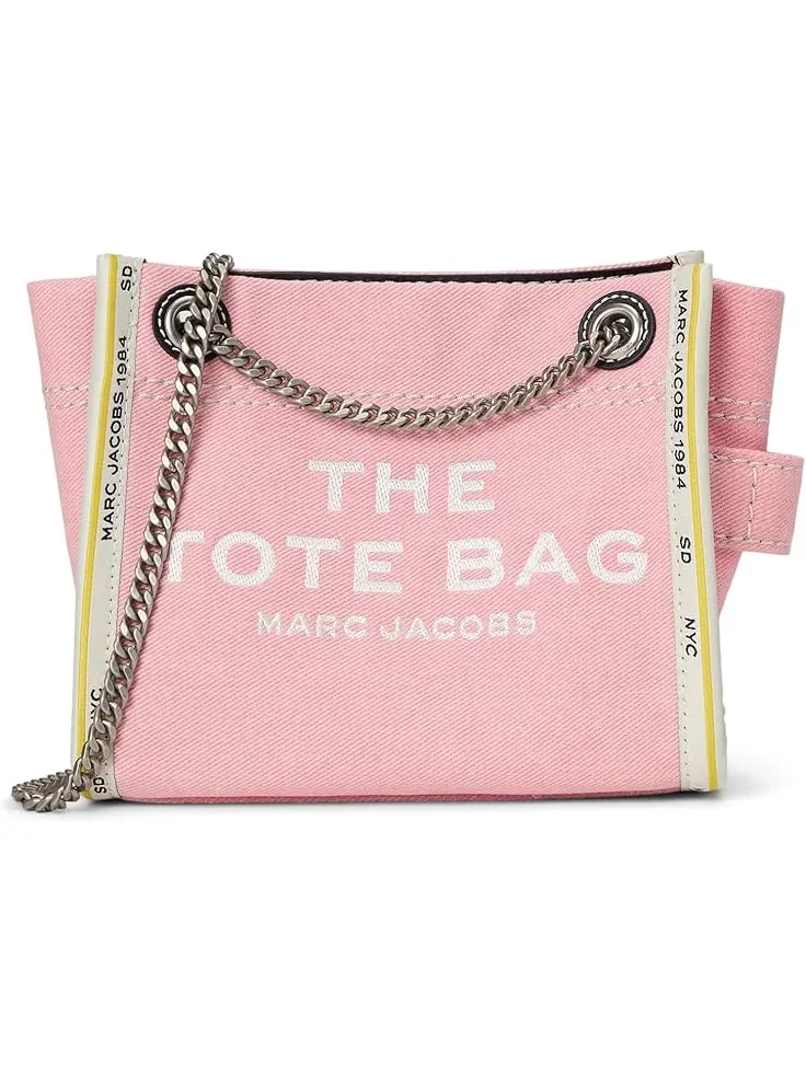 Женская сумка-тоут через плечо с цепочкой из денима Marc Jacobs — изображение 1 из 6, розовый