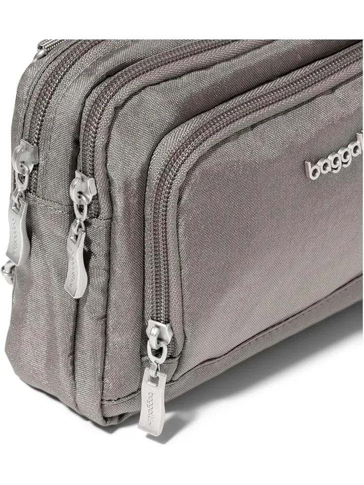 Женский кошелек-кроссбоди Trifecta RFID Baggallini — изображение 6 из 6, серебристый
