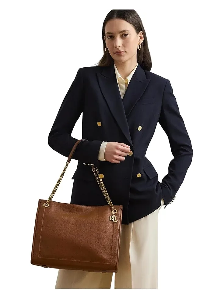 Большая женская сумка-тоут Bradley из зернистой кожи Lauren Ralph Lauren — изображение 5 из 5, бежевый