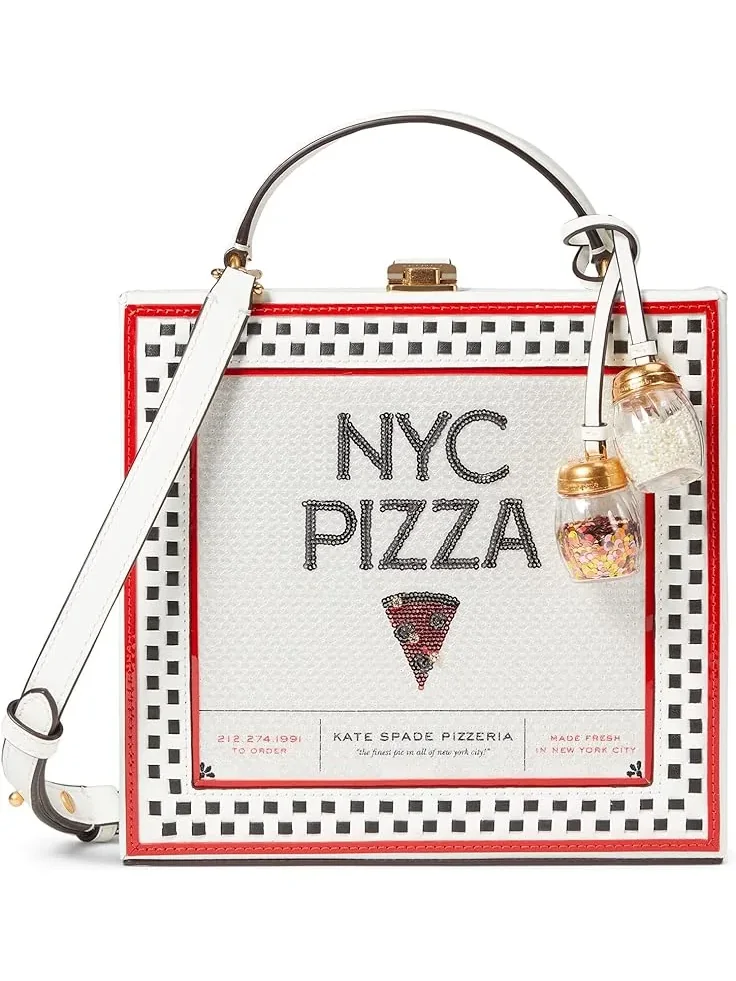 Women's Kate Spade New York Slice Printed Spazzolato Leather 3-D Pizza Box Top-Handle