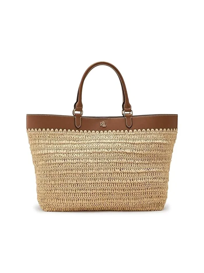 Сумка тоут из соломы с кожаной отделкой Kyla Lauren Ralph Lauren