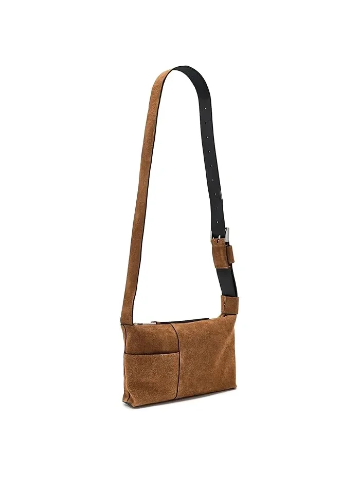 Сумка кросс-боди Alba Suede Zip AllSaints — изображение 2 из 5, бежевый коричневый