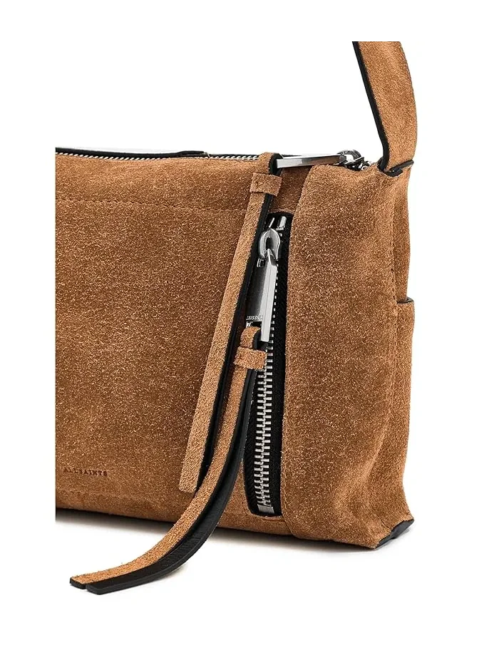 Сумка кросс-боди Alba Suede Zip AllSaints — изображение 4 из 5, бежевый коричневый