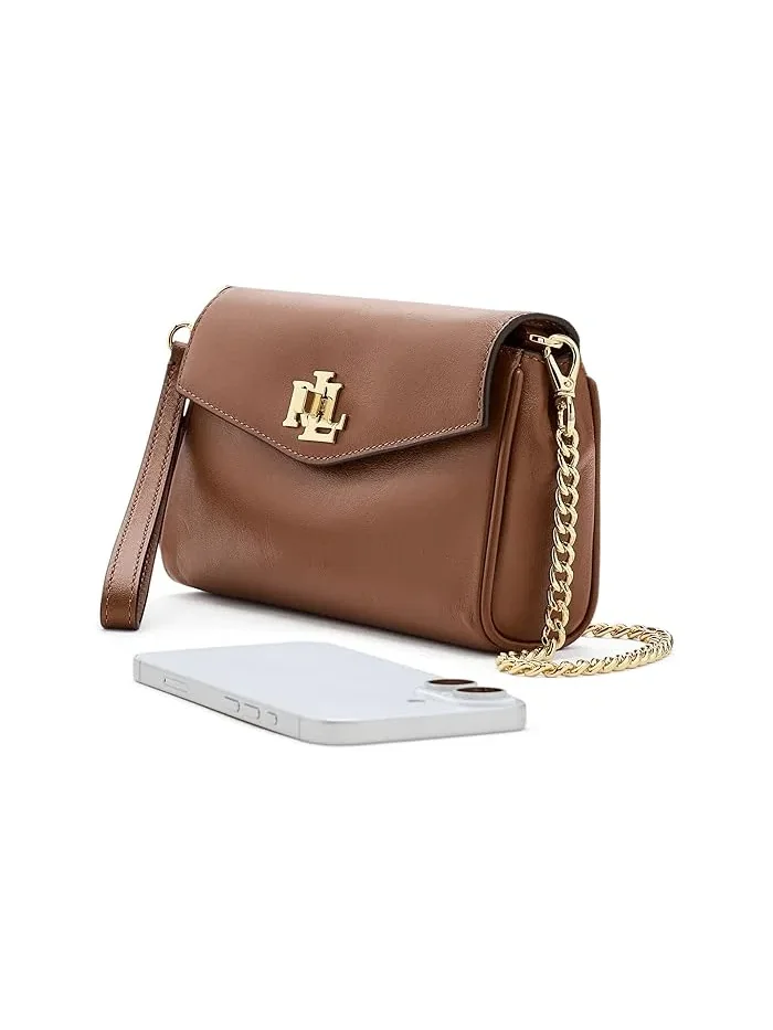 Сумка-кошелек кросс-боди кожаная Nappa Leather Tanner Lauren Ralph Lauren — изображение 3 из 5, бежевый