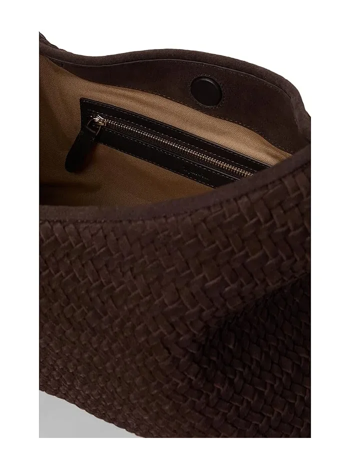 Сумка через плечо сумочка из замши Slouchy Shoulder Bag Suede Woven Madewell — 3