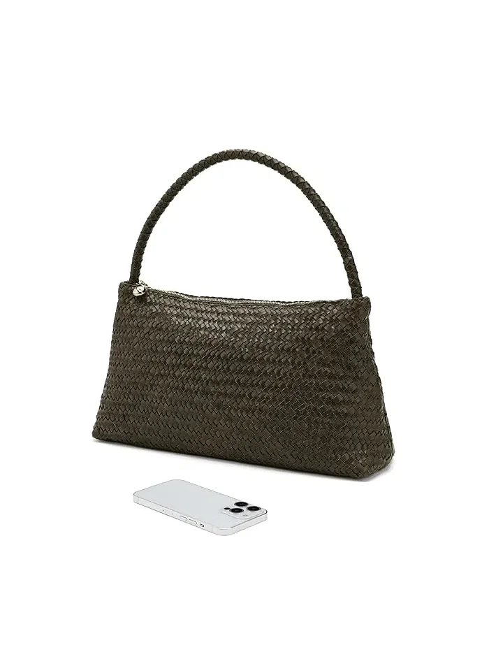 Сумка через плечо плетеная LG Woven Zip Shoulder Madewell — изображение 3 из 5, оливковый