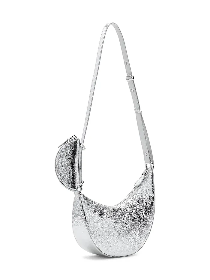 Сумка через плечо Duo Crinkle Metallic Leather Crossbody Kate Spade New York — изображение 2 из 5, серебряный