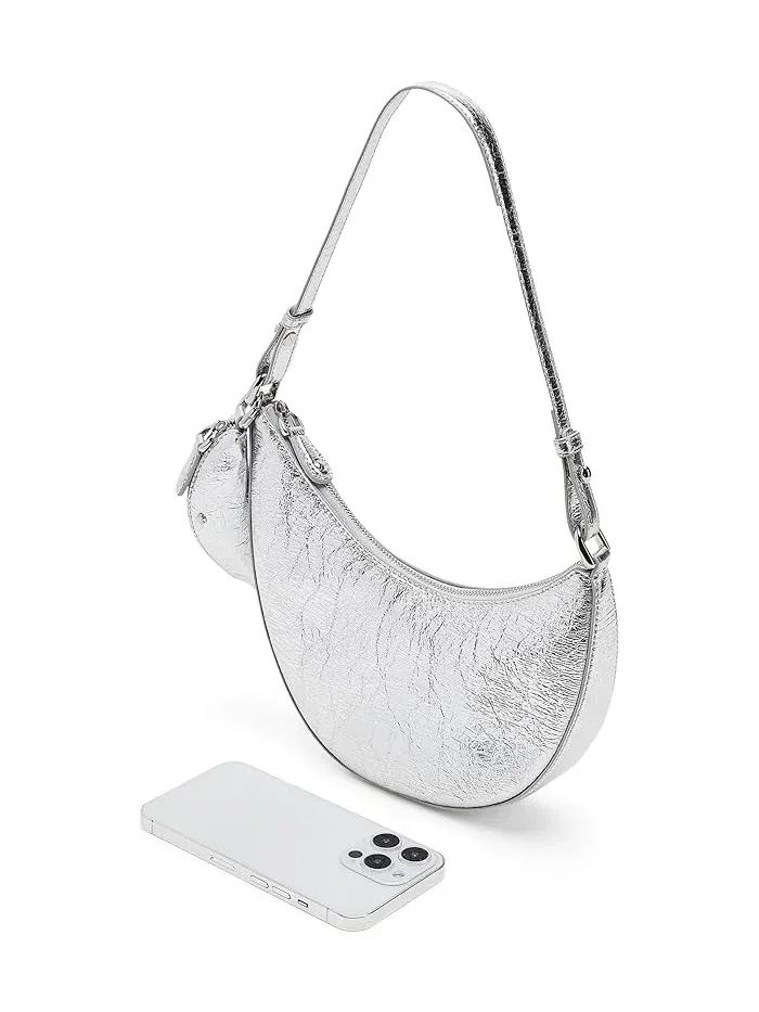 Сумка через плечо Duo Crinkle Metallic Mini Kate Spade New York — изображение 3 из 5, серебристый