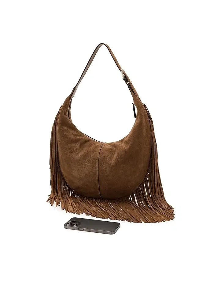 Сумка с бахромой Suede Essentials Med Curve Shoulder Madewell — 3