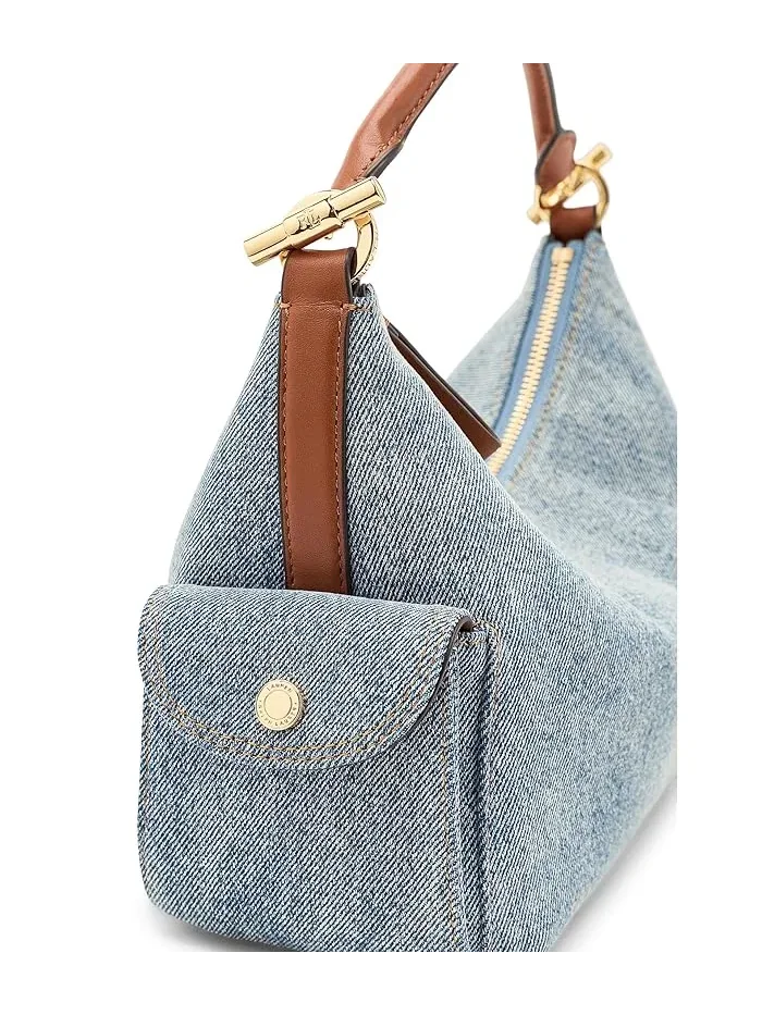 Сумка через плечо джинсовая Small Blaike Lauren Ralph Lauren — изображение 4 из 5, темно-синий/белый