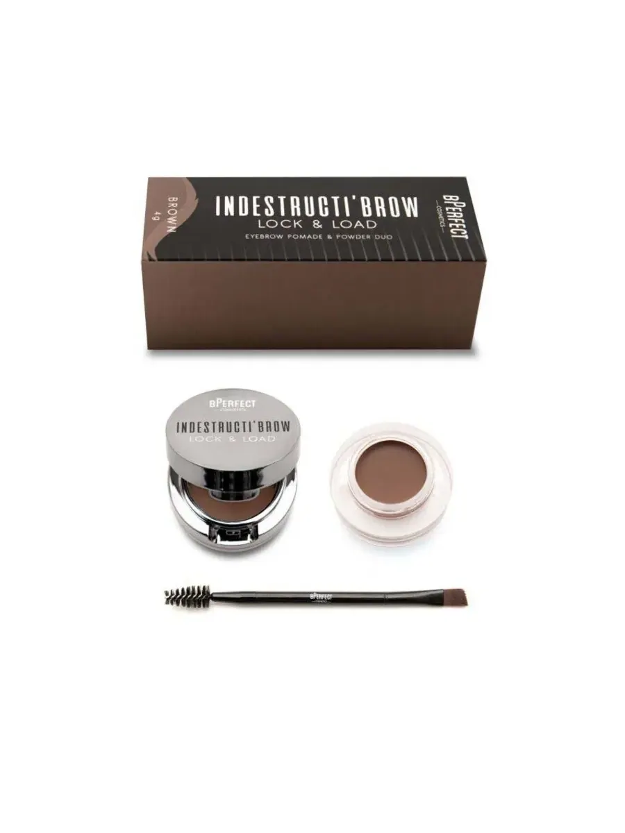 BPerfect Cosmetics Женский набор для бровей Indestructi'brow Lock & Load, помада и пудра для — коричневый