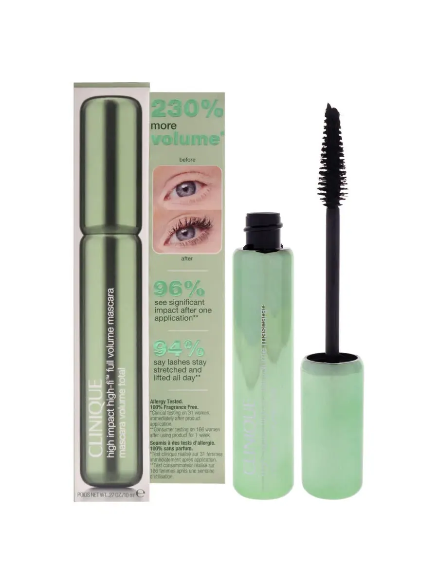 Тушь для ресниц Clinique Ladies High Impact High-Fi Full Volume 0.27 унции 01 Интенсивный черный — черный