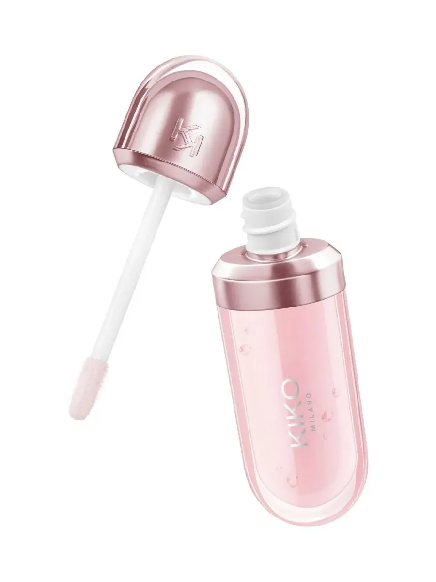 Масло для губ с блеском 6 мл, с маслом малины, 3D Hydra KIKO Milano, 03 Glossed Glass — изображение 4 из 5