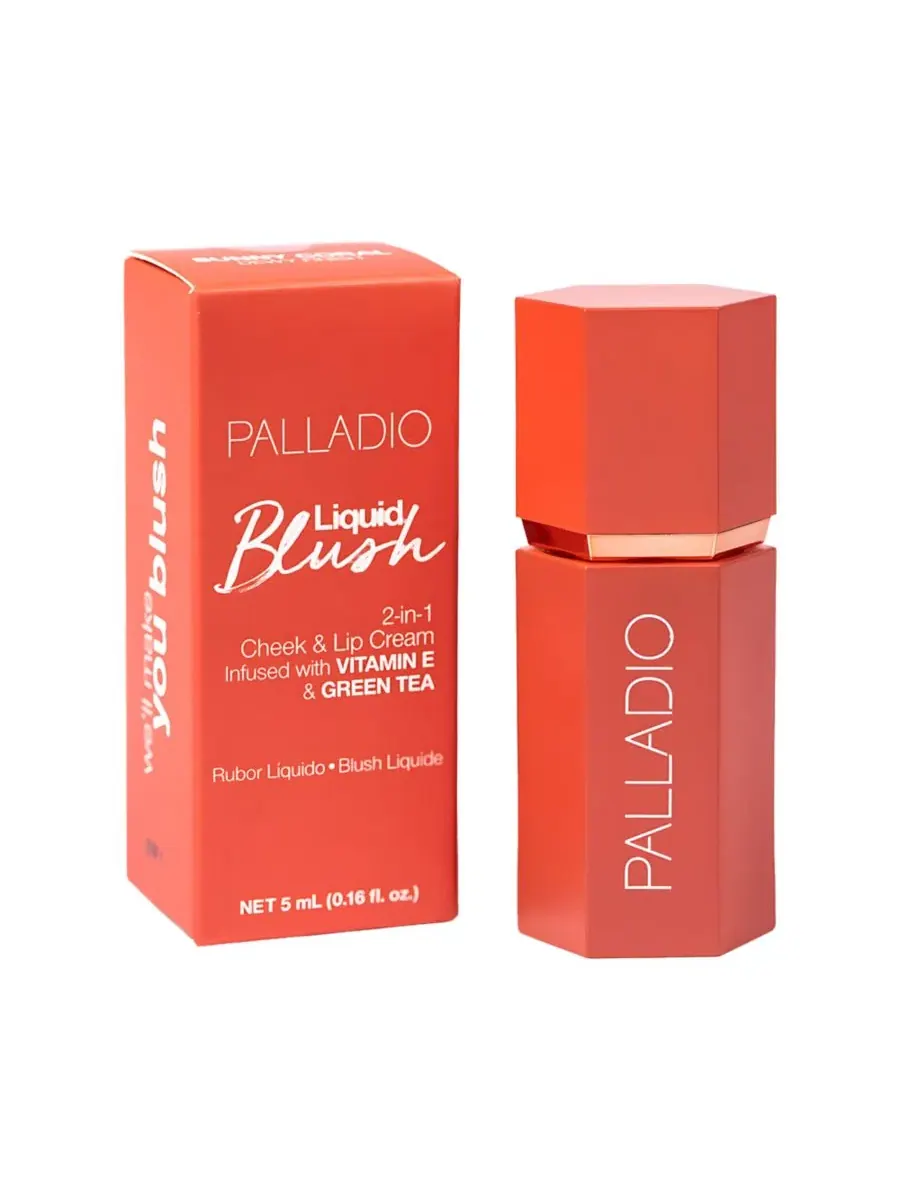 Жидкие румяна Palladio, с витамином E и зеленым чаем, Sunny Coral — изображение 3 из 6