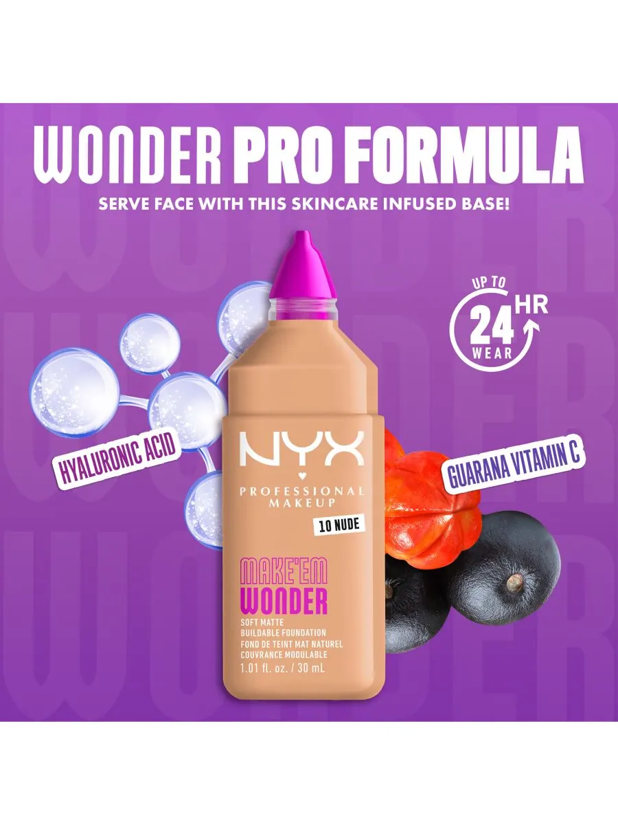 Тональный крем Wonder Foundation, 0,84 унции NYX Professional Makeup — изображение 5 из 10
