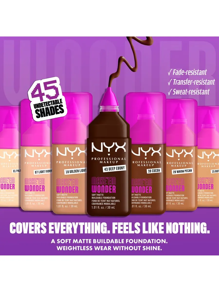 Тональный крем Wonder Foundation, 0,84 унции NYX Professional Makeup — изображение 3 из 10