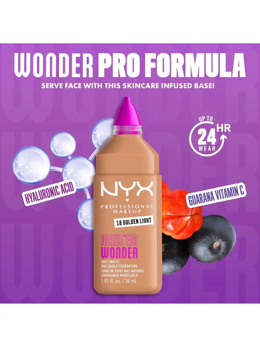 Тональный крем Wonder Foundation, 0,84 унции NYX Professional Makeup — изображение 5 из 10