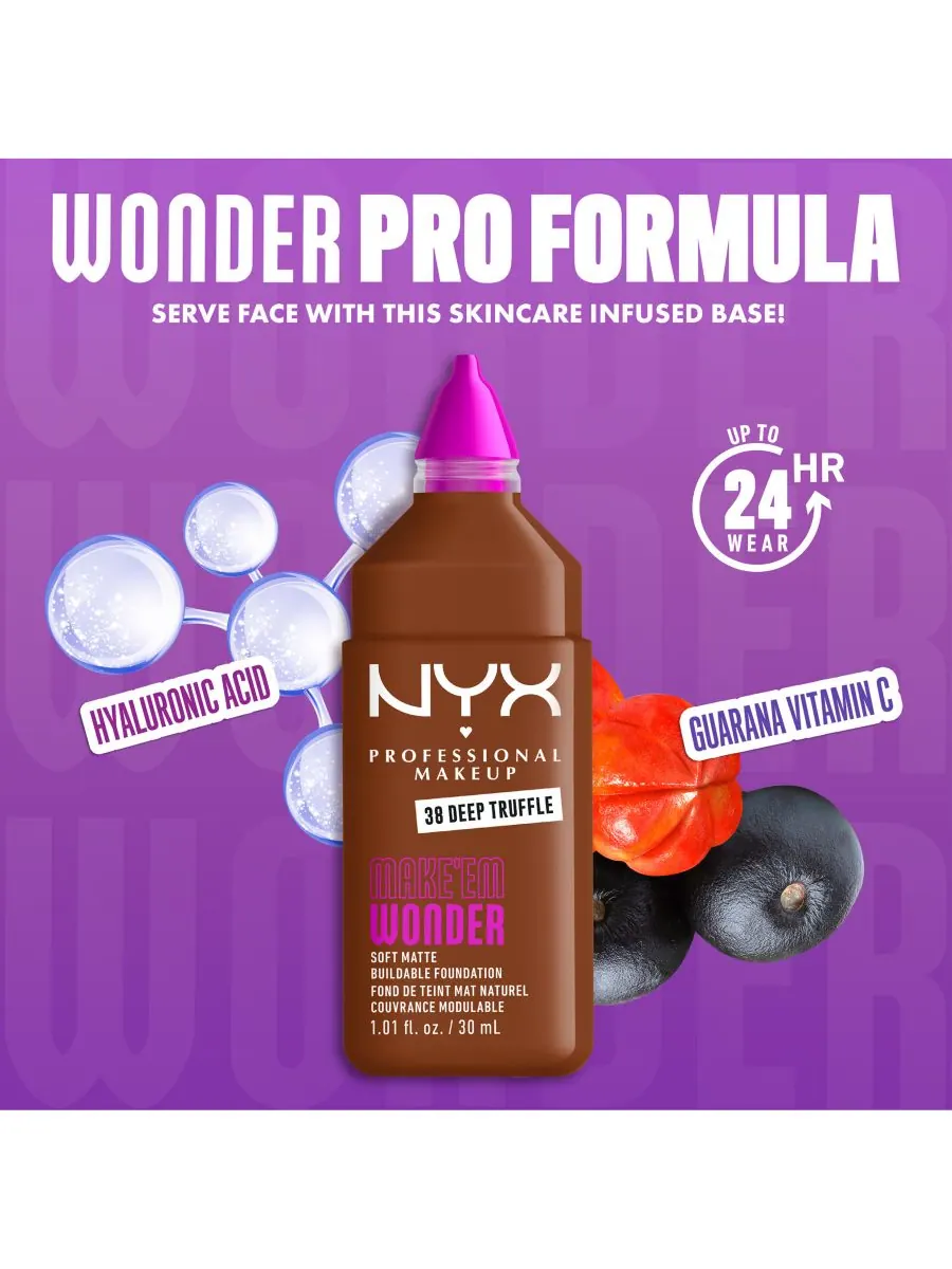 Тональный крем NYX Professional Makeup Make ’Em Wonder Soft Matte, Deep Truffle, 30 мл — изображение 4 из 10