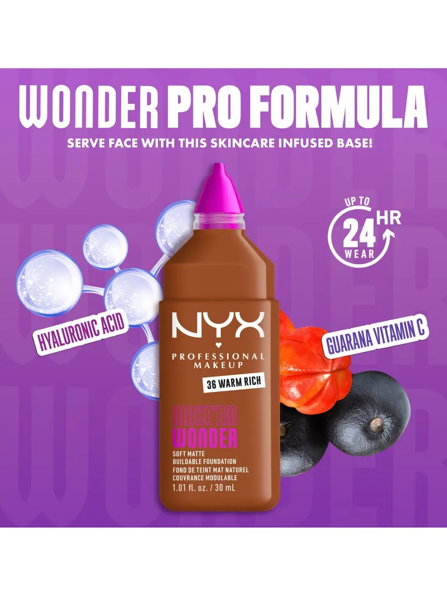 Тональный крем Wonder Foundation, 0,84 унции NYX Professional Makeup, цвет warm rich — изображение 5 из 10