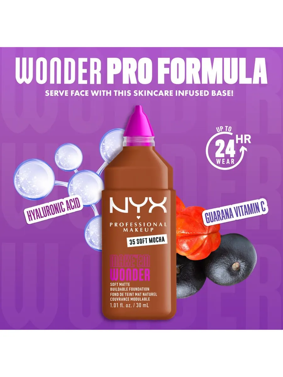 Тональный крем Wonder Foundation, 0,84 унции NYX Professional Makeup, цвет soft mocha — изображение 4 из 10