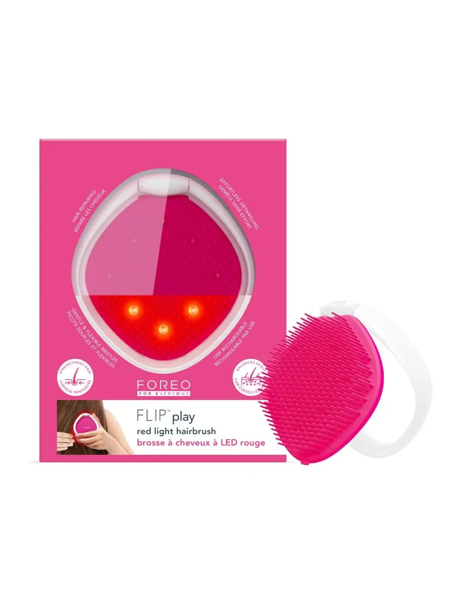 Щетка для волос с красным LED-светом Flip Play Red LED Light Hairbrush FOREO — 2