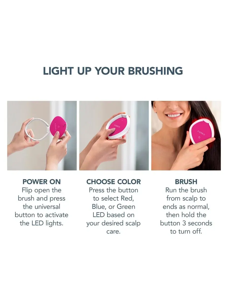 Щетка для волос с красным LED-светом Flip Play Red LED Light Hairbrush FOREO — 6