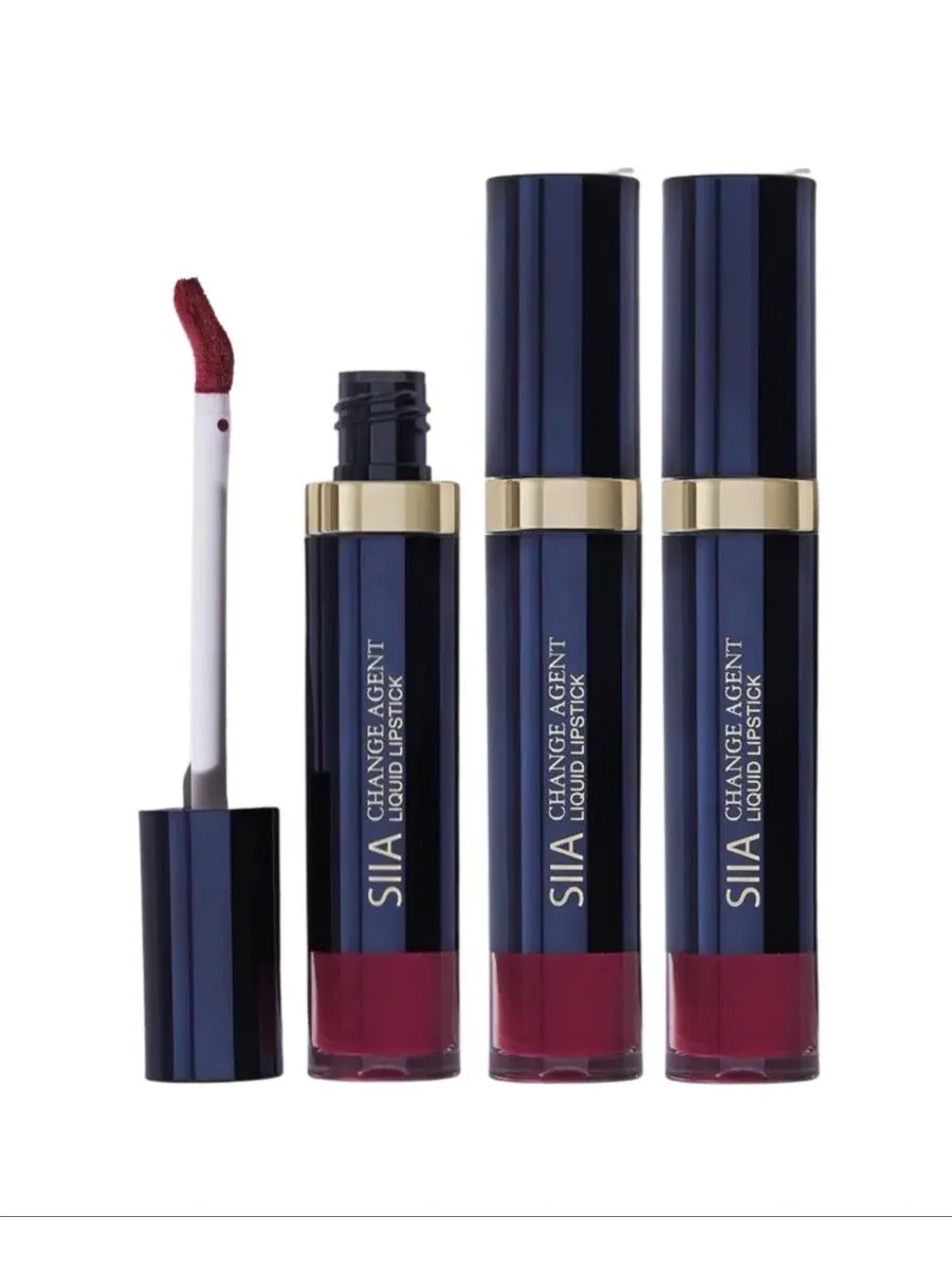 Набор из 3 жидких матовых помад Change Agent SIIA Cosmetics — черный