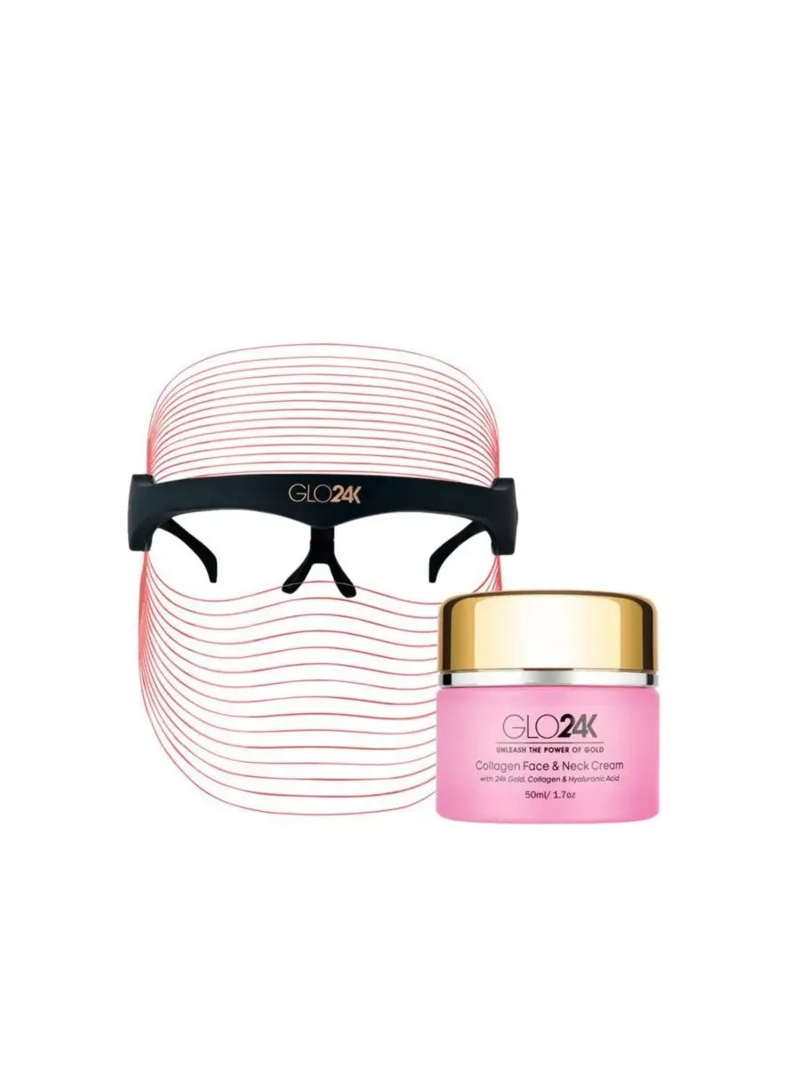 Маска для лица Glo24K — Цветная светодиодная + коллагеновый — мульти