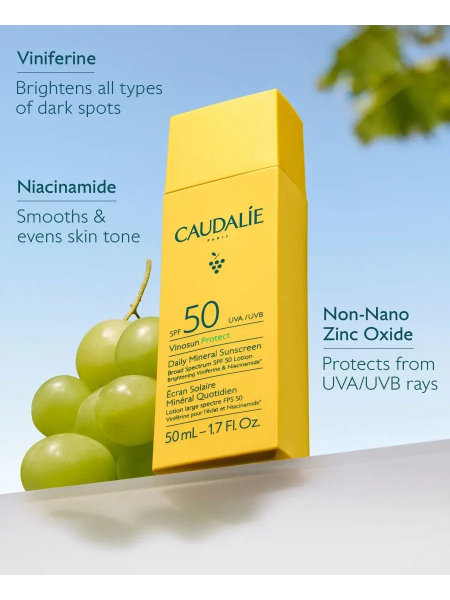 Набор сыворотка и солнцезащитный крем SPF 50, 30 мл + 30 мл, Vinoperfect Caudalie — изображение 4 из 10