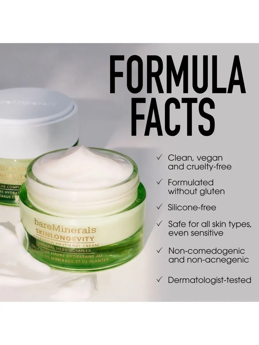 Гель-крем для лица с ниацинамидом SKINLONGEVITY Hydration Haven bareMinerals, 50 мл — изображение 4 из 11