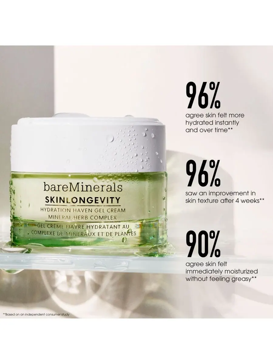 Гель-крем для лица с ниацинамидом SKINLONGEVITY Hydration Haven bareMinerals, 50 мл — изображение 5 из 11