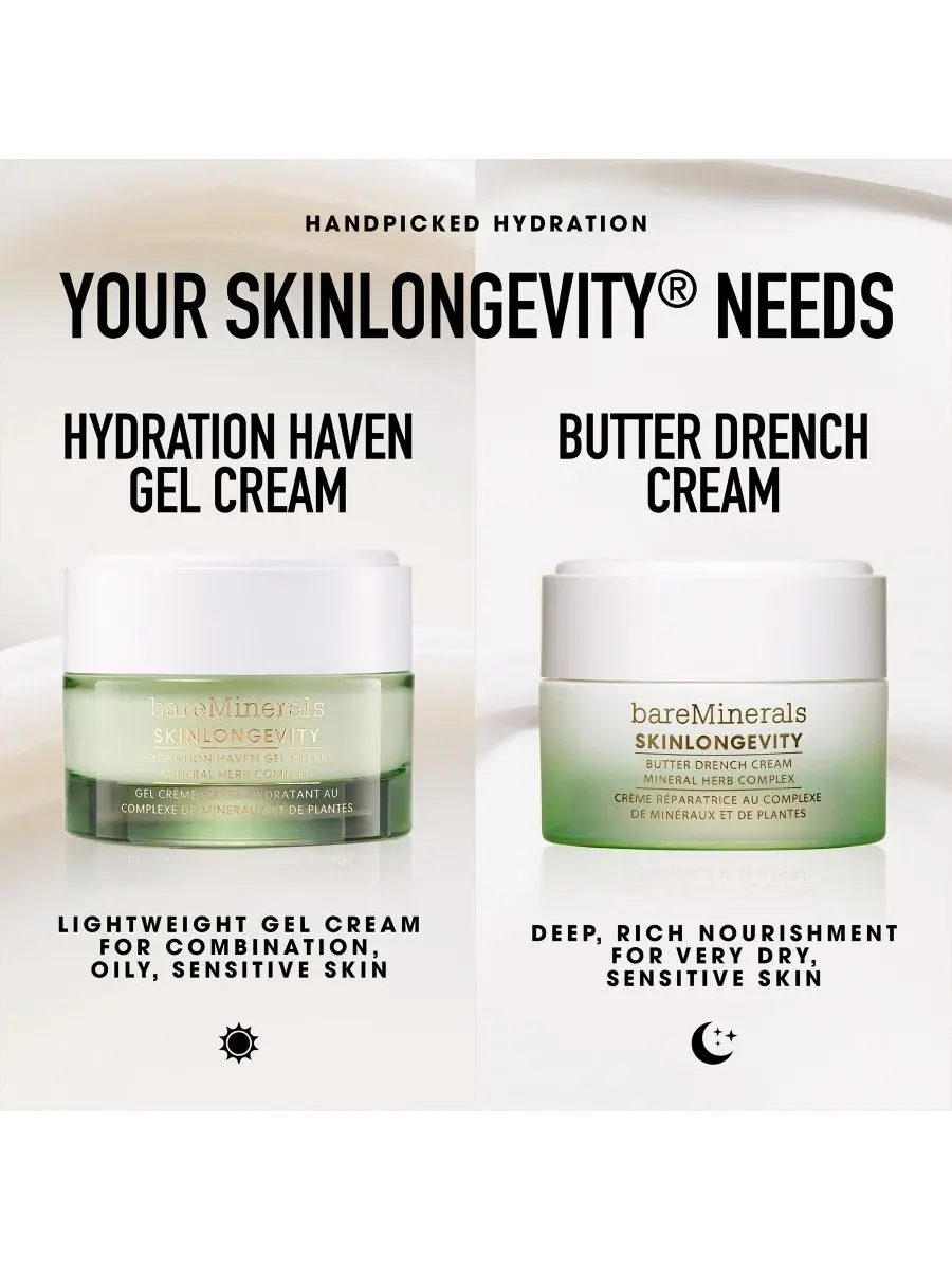 Гель-крем для лица с ниацинамидом SKINLONGEVITY Hydration Haven bareMinerals, 50 мл — изображение 6 из 11