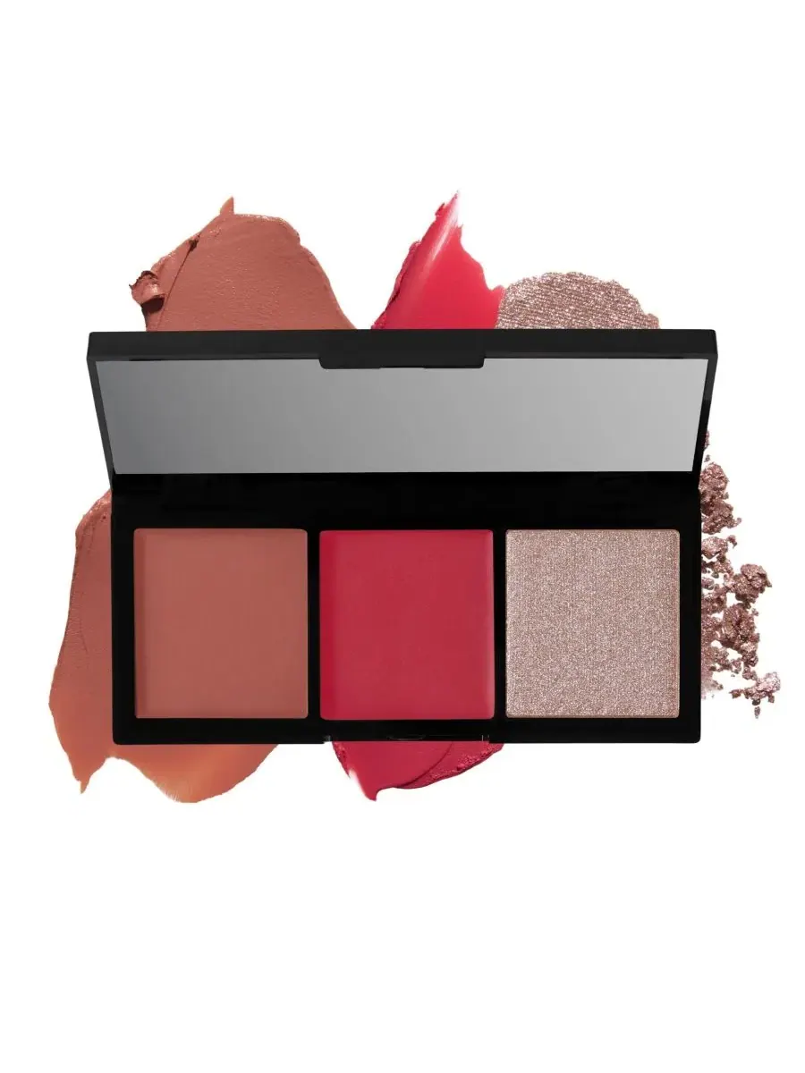 Многофункциональная палетка теней для глаз, губ и щек Rosy and Bright Palette, 3 г Laura Geller — розовый