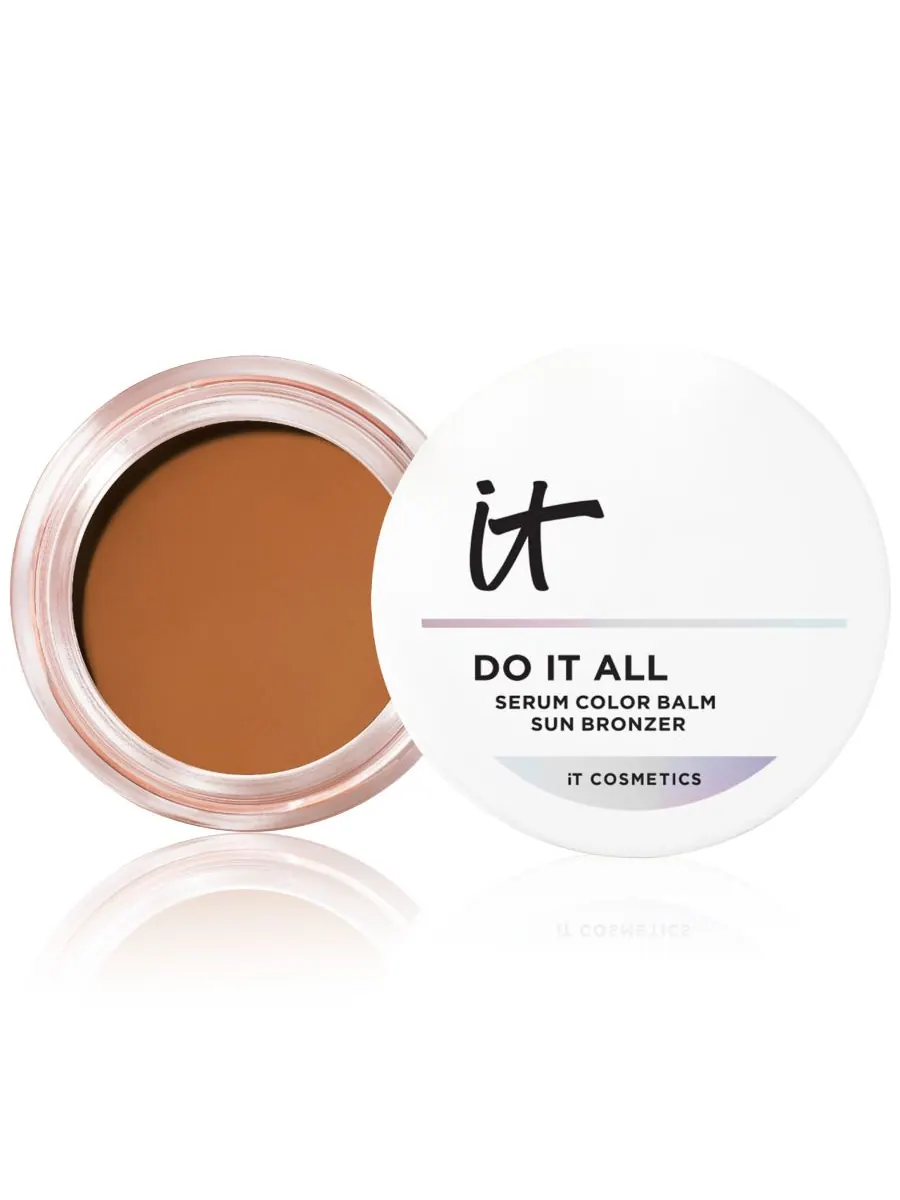 Сыворотка-бальзам для волос Do It All, солнцезащитный крем-бронзер IT Cosmetics — золотистый