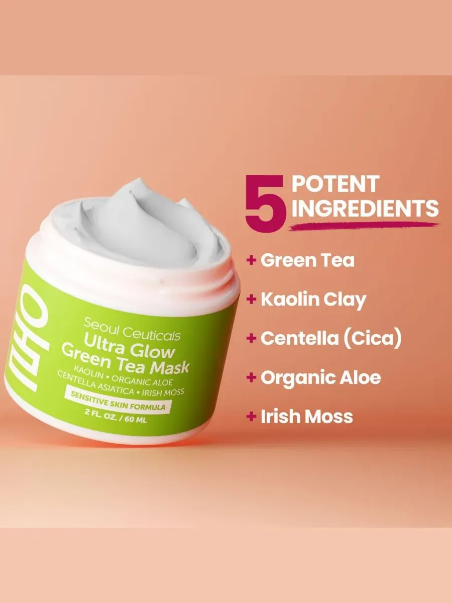 Маска для лица Seoul Ceuticals — Корейская с зеленым чаем для ухода за кожей лица. Корейская — изображение 2 из 9