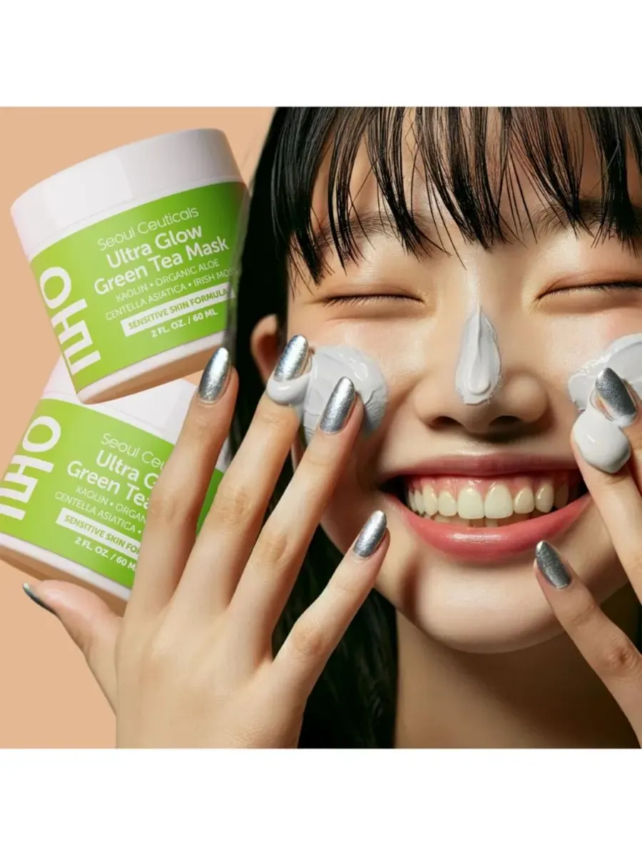 Маска для лица Seoul Ceuticals — Корейская с зеленым чаем для ухода за кожей лица. Корейская — изображение 5 из 9