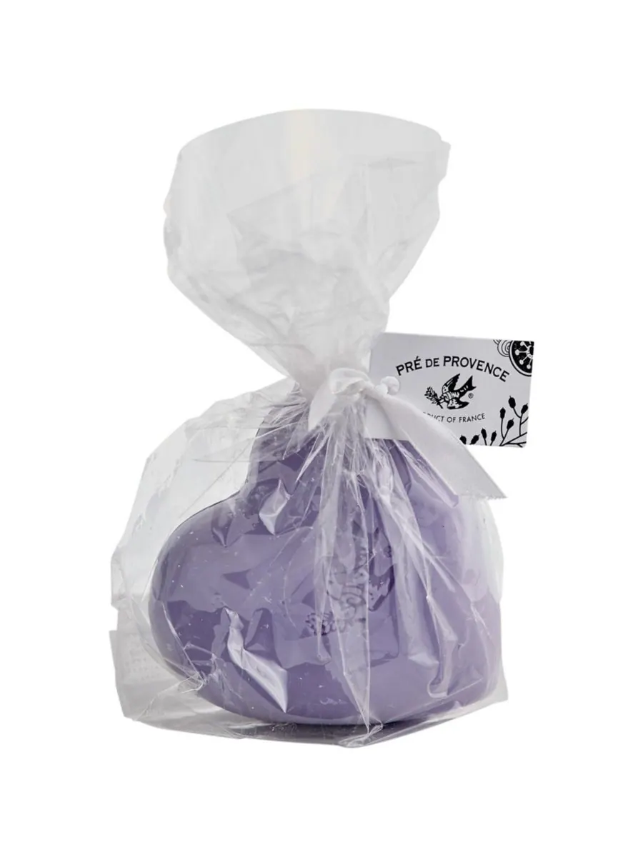 Pre de Provence 200 г, целлофановый подарочный пакет в форме сердца European Soaps — фиолетовый