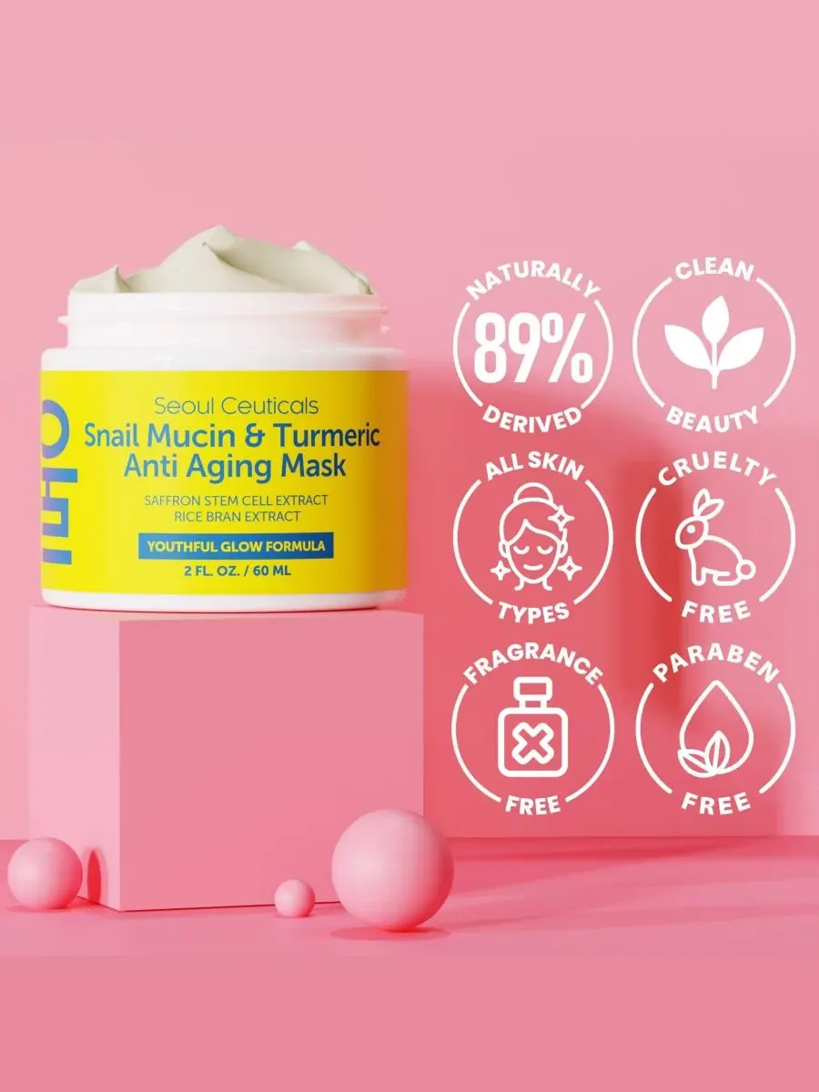 Маска для лица Seoul Ceuticals — Корейская с экстрактом улиточной слизи и куркумой. K Beauty — изображение 2 из 9