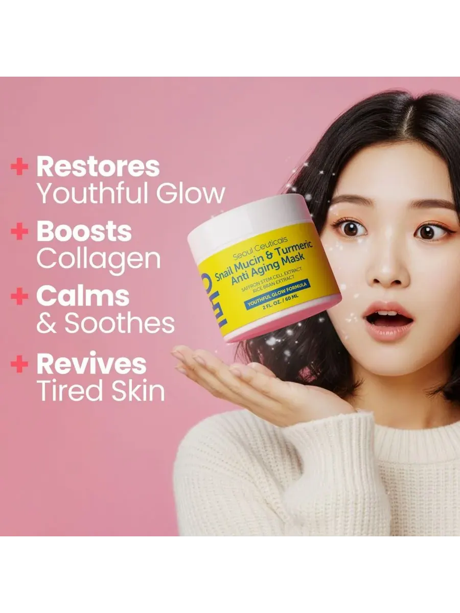 Маска для лица Seoul Ceuticals — Корейская с экстрактом улиточной слизи и куркумой. K Beauty — изображение 3 из 9