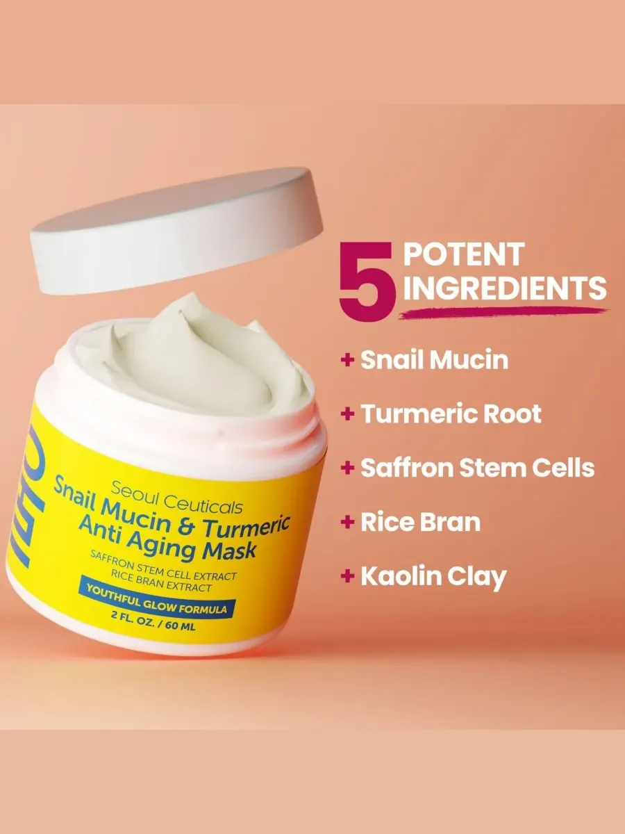 Маска для лица Seoul Ceuticals — Корейская с экстрактом улиточной слизи и куркумой. K Beauty — изображение 4 из 9