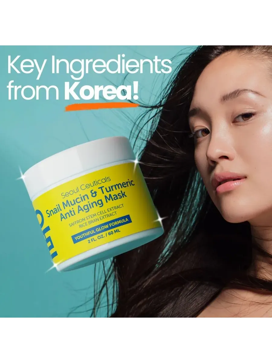 Маска для лица Seoul Ceuticals — Корейская с экстрактом улиточной слизи и куркумой. K Beauty — изображение 6 из 9